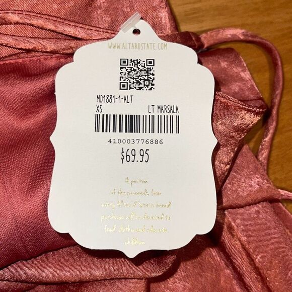 Altar'd State Anniston Cowl Neck Satin Cami Mini‎ Dress Red Salmon XS NWT - Picture 7 of 10